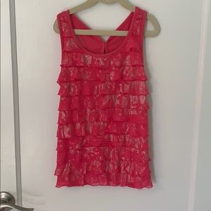 Girls iridescent ruffle tank